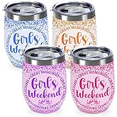 CFGBFDGH Girls Weekend Gifts Set of 4，Friends Wine Tumbler Vacuum Insulated Travel Tumbler Cup for Coffee, Wine, Cocktails Christmas Birthday Girls Weekend Travel Gifts for Women Sister Best Friend