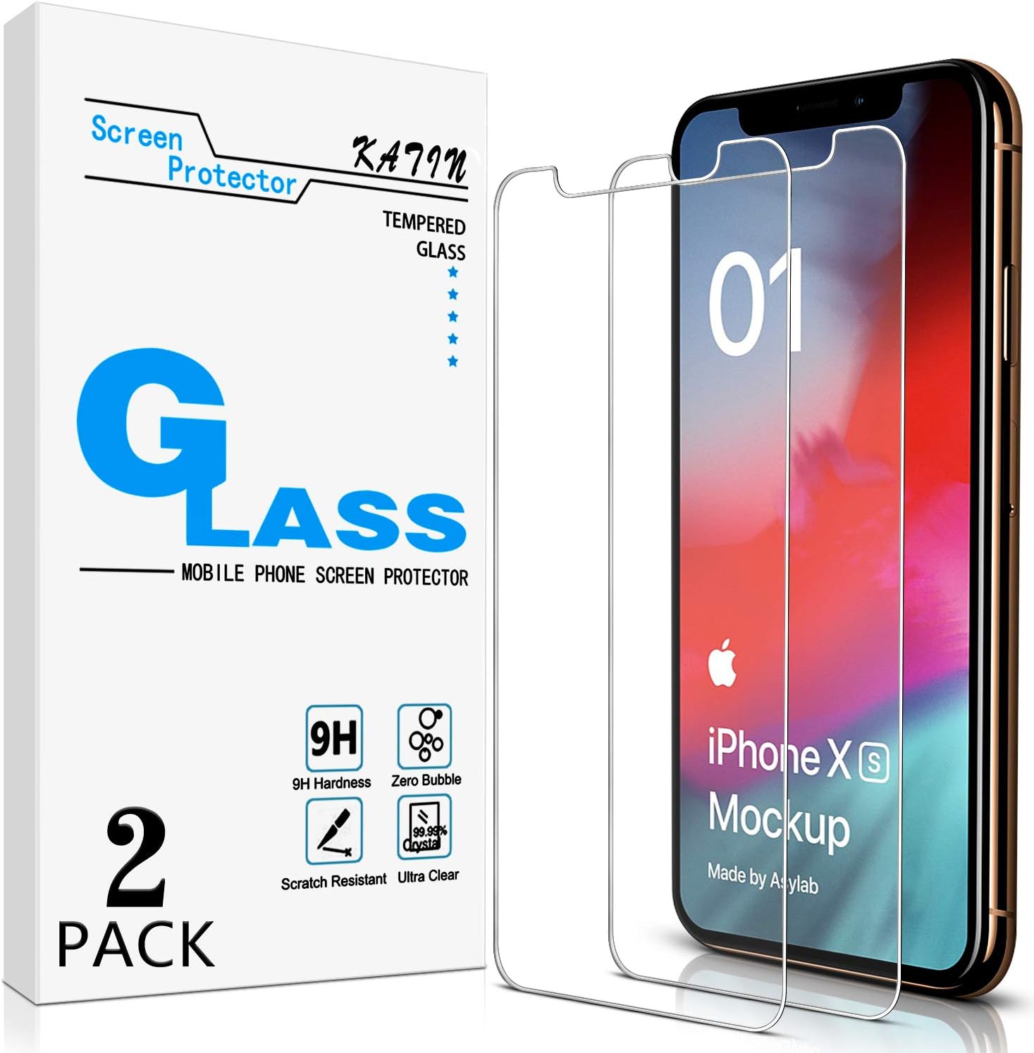 Download Amazon Com 2 Pack Katin For Apple Iphone 11 Pro Iphone X Iphone Xs 5 8 Inch Tempered Glass Screen Protector 3d Touch Case Friendly