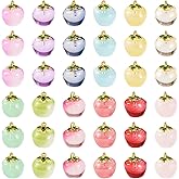 Craftdady 24 pcs Transparent Glass Apple Fruit Charms for Jewelry Making Mixed Color 3D Apple Dangle Pendants Small Cute Food Pendants for Summer Bracelet Necklace Earrings Jewelry Making