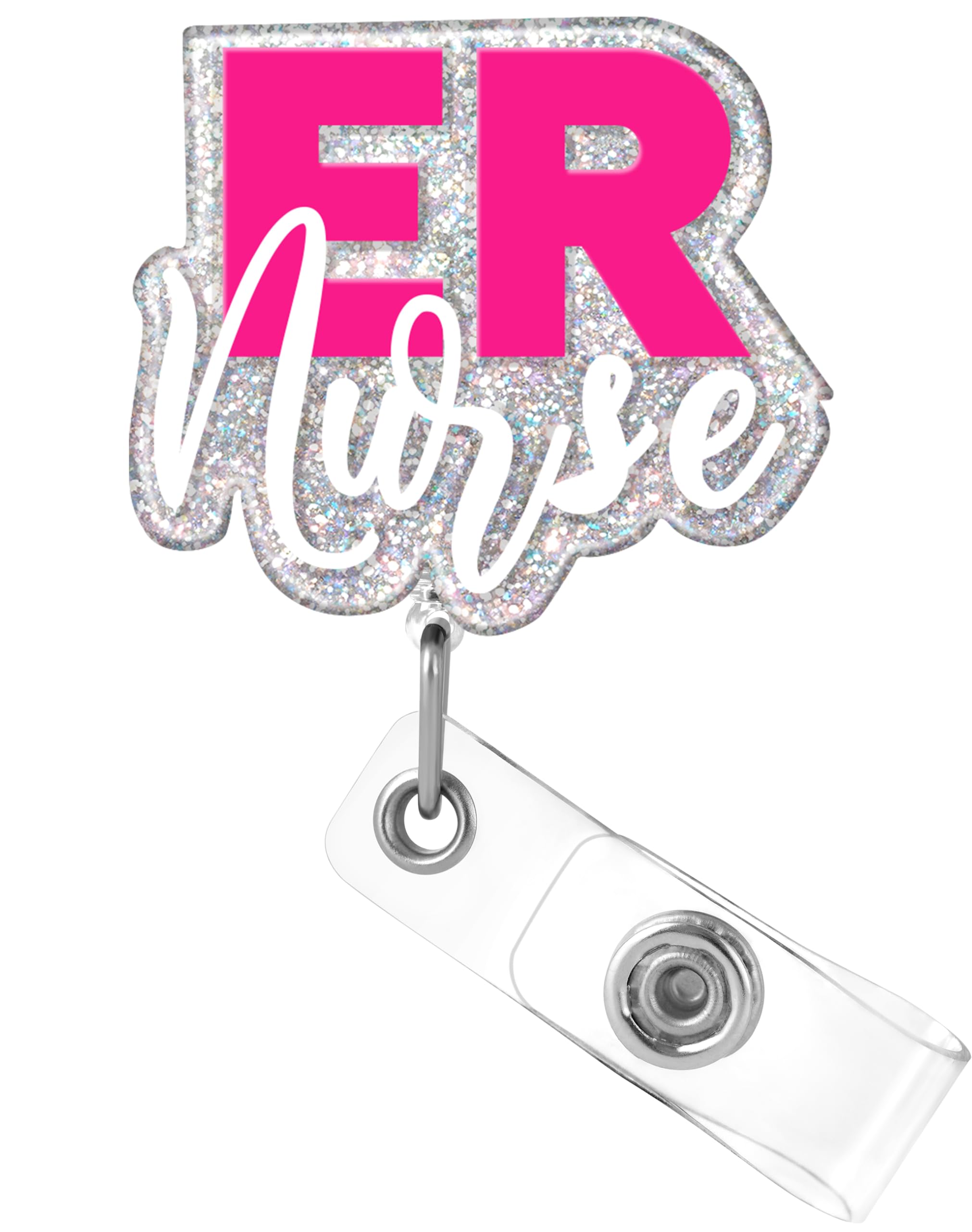 Photo 1 of Plifal ER Nurse ID Badge Reel Holder Retractable - Alligator Clip for Nursing, Rose Cute Emergency Room Acrylic Name Tag Reels Hospital Student Work Accessories