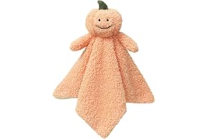 Doindute Baby Orange Pumpkin Soft Stuffed Animal Security Blanket, Plush Pumpkin Character Lovey Blanket, Baby Shower/Nursery Gift, Newborn Infant Toddler Snuggle Blankie for Boys Girls, 14 Inches