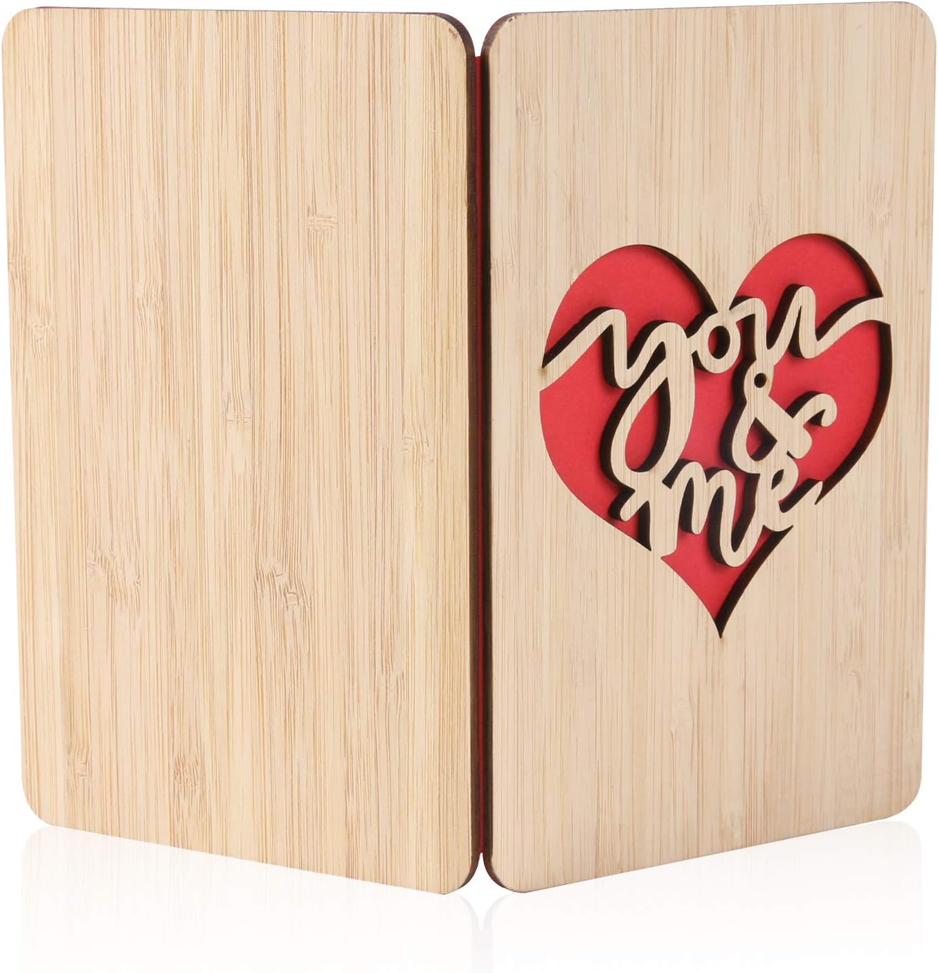You and Me Greeting Card Handmade with Real Bamboo Wood - Image 3