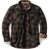 CQR Men's Long Sleeve Heavyweight Fleece Shirts, Plaid Button Up Shirt, Warm Outdoor Casual Shirt with Pockets
