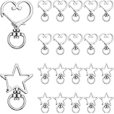 Nogeqi 20 Pcs Lobster Claw Clasps for Keychains, Star Metal Lanyard Clips, Swivel Snap Hooks, Heart Key Chain Hooks, Silver Keychain Hook for Jewelry Making DIY Making Bags Keychain Art Crafts