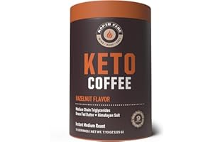 Rapid Fire Ketogenic Fair Trade Instant Keto Coffee Mix, Supports Energy, Metabolism Support, Grass Fed Butter, MCTs & Himalayan Salt, 15 servings, Hazelnut Flavor, 7.93 Ounce