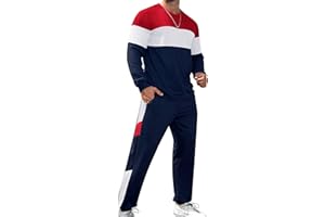Babioboa Men's Colorblock Sweatshirt and Sweatpants 2 Piece Casual Tracksuits Long Sleeve Pullover Jogging Sweatsuit Set