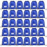 30 Pack Drawstring Bags,Bulk Draw String Backpack, DIY Gym Sports Cinch Bag Sackpack for Women Men, Blue