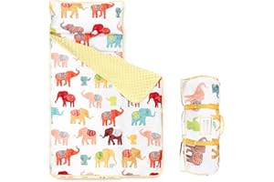 WINGHENLEE Toddler Nap Mat with Removable Pillow and Blanket, 1.1kg Extra Large Thick Rolled Napping Mat, Soft Sleeping Bag for Boys Girls, Slumber Bags for Daycare Preschool Kindergarden