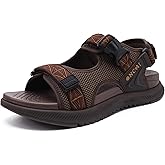 ONCAI Men's Hiking Sandals with Arch Support Mesh Athletic Walking Sandalias Summer Outdoor Cushion Thick Rubber Soles and Recovery Sports Fisherman Sandals Size 7-15