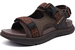 ONCAI Men's Hiking Sandals with Arch Support Mesh Athletic Walking Sandalias Summer Outdoor Cushion Thick Rubber Soles and Recovery Sports Fisherman Sandals Size 7-15