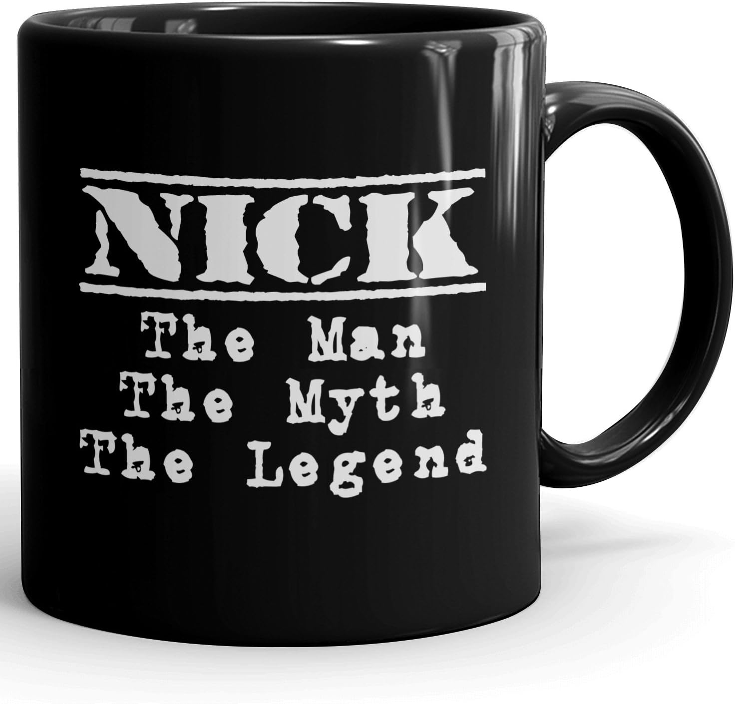 MugMax The Man The Myth The Legend D1 Ceramic Coffee Mug Personlised Nick Black 11 oz