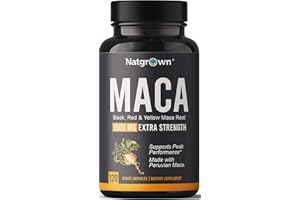 Natgrown Organic Maca Root Powder Capsules 1500 mg with Black + Red + Yellow Peruvian Maca Root Extract Supplement for Men and Women - Vegan Pills