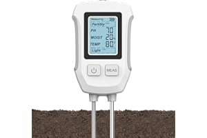 HCZMOPTP 5 in 1 Soil Tester with Dual Probe, Digital Moisture Meter, pH/Temperature/Sunlight/Fertility Tester, Compact & Modern Design, for Lawn, Farming & Outdoor Plants (3*AAA Battery not Include)