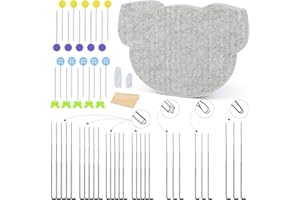 SOCNITC 53 PCS Needle Felting Mat, Needle Felting Kit, Felting Wool Pad, Needle Felting Supplies with 29 Felting Needles, Needle Felting Tools Kit with Finger Cots, Straight Pins for Craft DIY