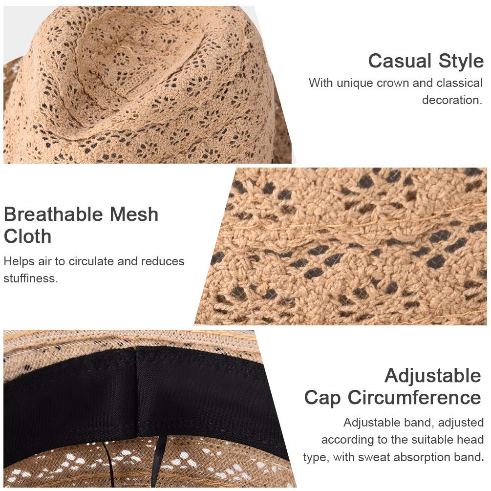 VBIGER Unisex Sonnenhut Faltbarer Strohhut Panamahut Herren Strohhut Fedora Damen Sommerhut für Damen und Herren