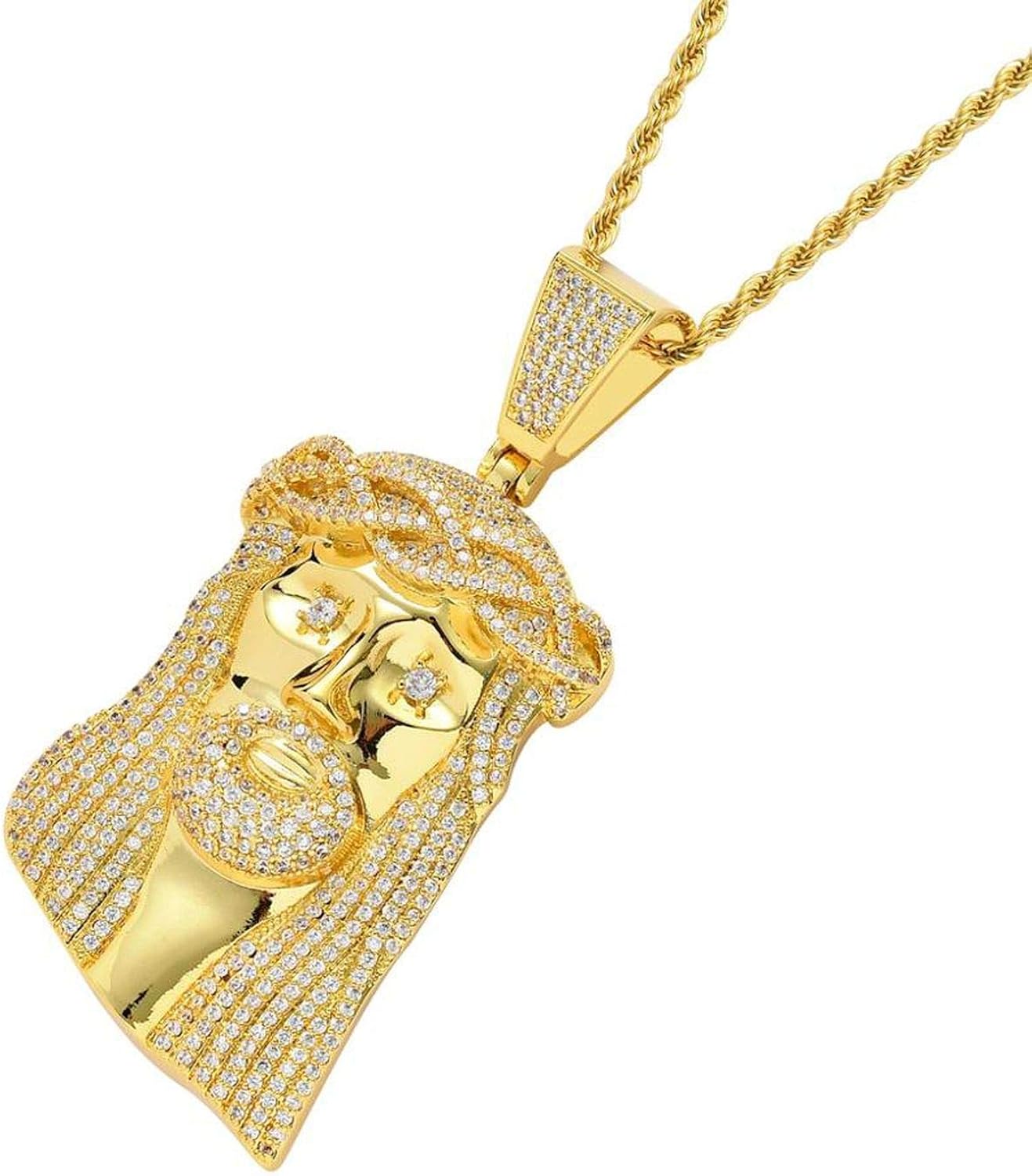 Men Iced Out Jesus Corolla Big Pendant 
