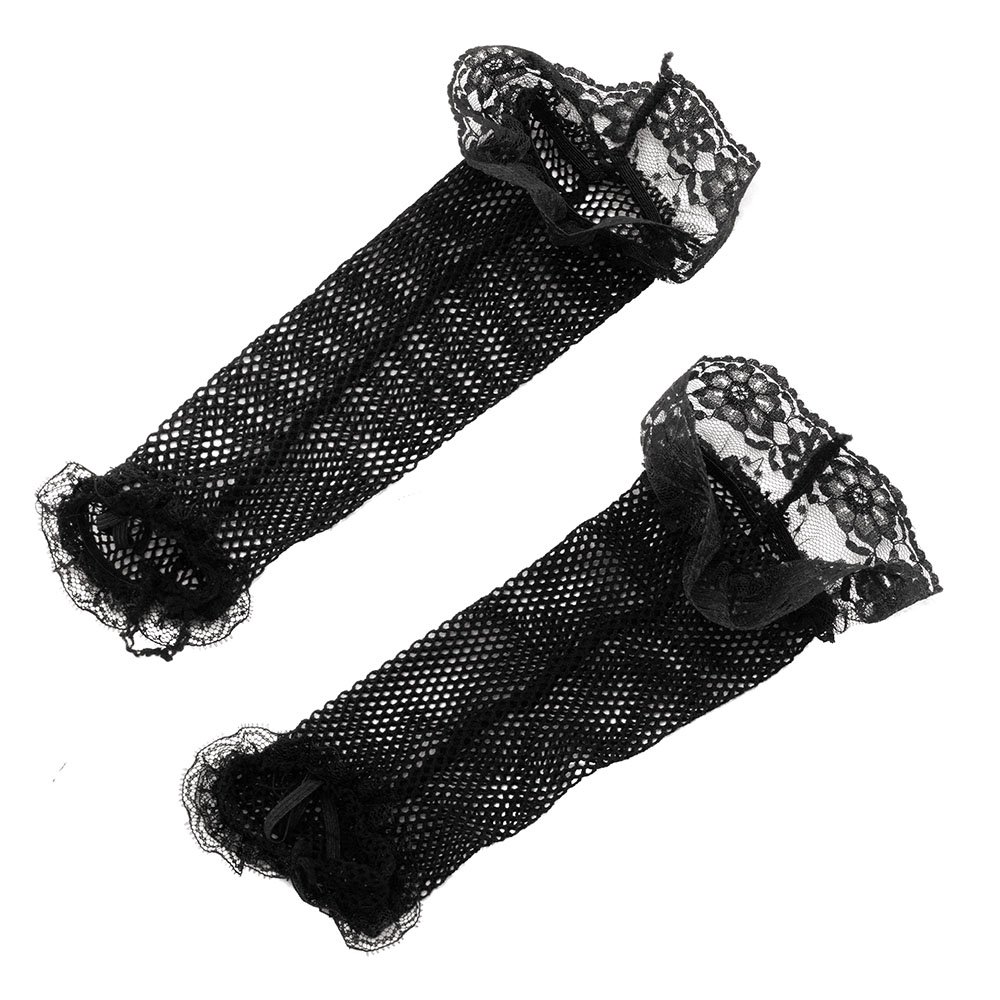 Bristol Novelty BA680 Fingerless Fishnet Gloves Black Lace, Womens, One Size