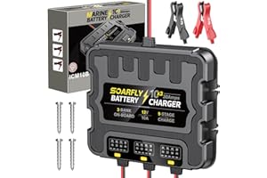 3 Bank Marine Battery Charger, 12V 30A (10A/Bank) Smart Waterproof Onboard Boat Battery Charger, Battery Maintainer & Desulfa