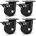 W B D WEIBIDA 4-inch Heavy Duty Plate Swivel Caster Wheel, Low Gravity Center Design Black Caster Wheels with Brake Load Capacity 7000lb, Durable & Quiet & Sturdy Nylon Wheels for Industrial, Set of 4