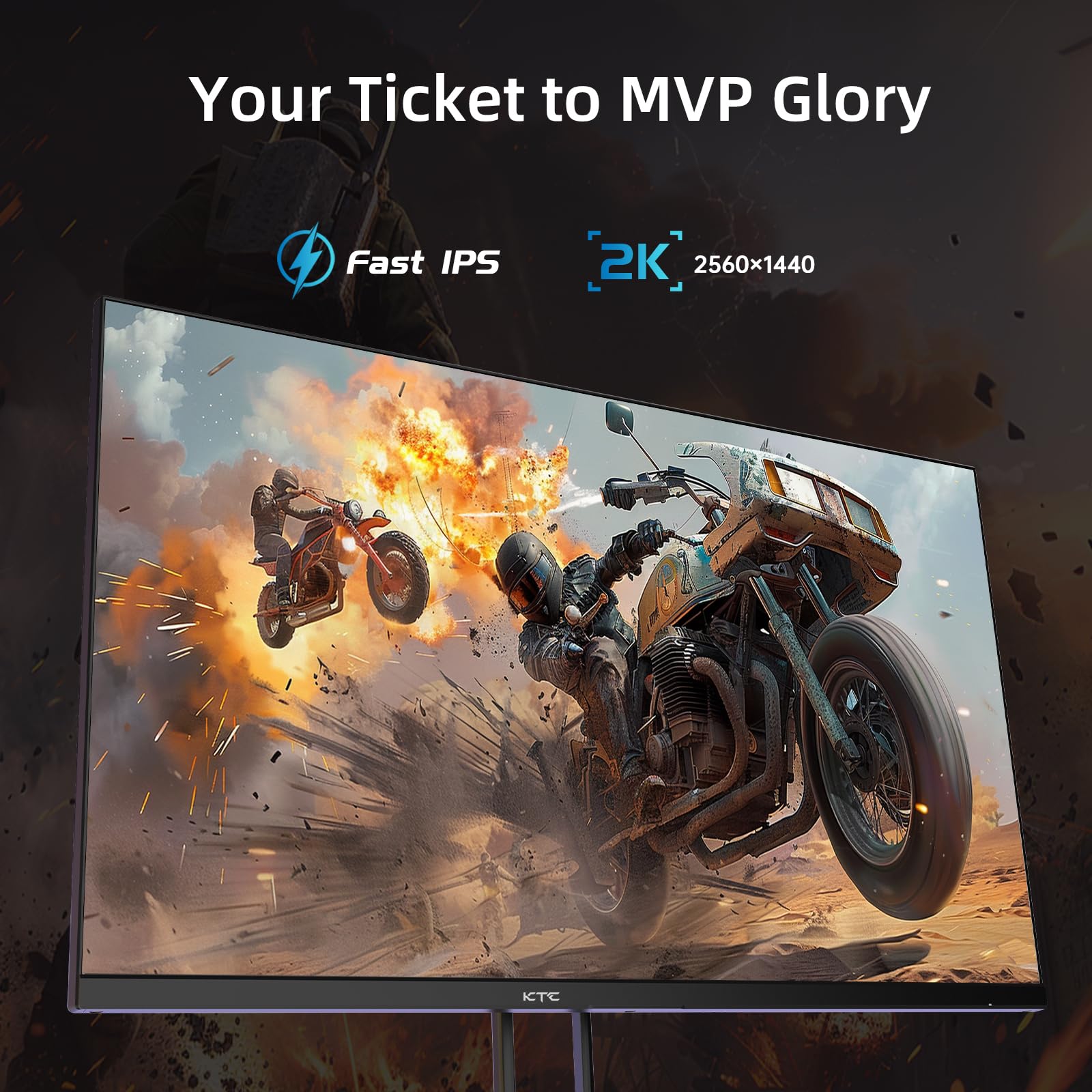 KTC 27” Gaming Monitor 180Hz QHD(2560× 1440p), 1MS,Fast IPS Monitor,122% sRGB,1X DP & 2X HDMI,HDR 10,VESA,FreeSync 144Hz 2K Monitor Black