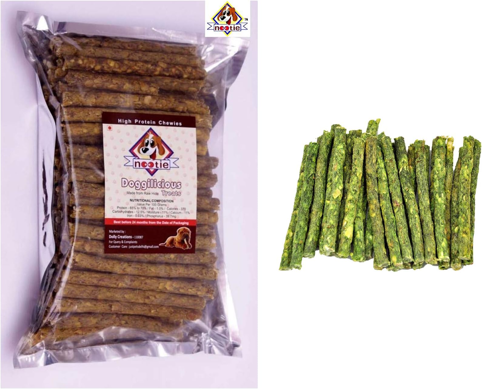 Nootie Munchies for Dogs Combo Pack of Chicken Flavour 1kg, Veg Flavour 1kg