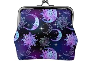 WOEZKEX trippy sun moon stars Coin Purse Small Coin Purses Pouches Cute Change Wallets For Women Kiss Lock Change Purse Change Pouch