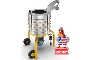 PLUCKTIVIZE 2024 Latest Washer Defeathering 1.5HP Large Capacity [Chicken Plucker Machine], Feathers Plucking Processing and All in One (chicken Clothes) Dryer Combination (Round- Tall Chicken Plucker)