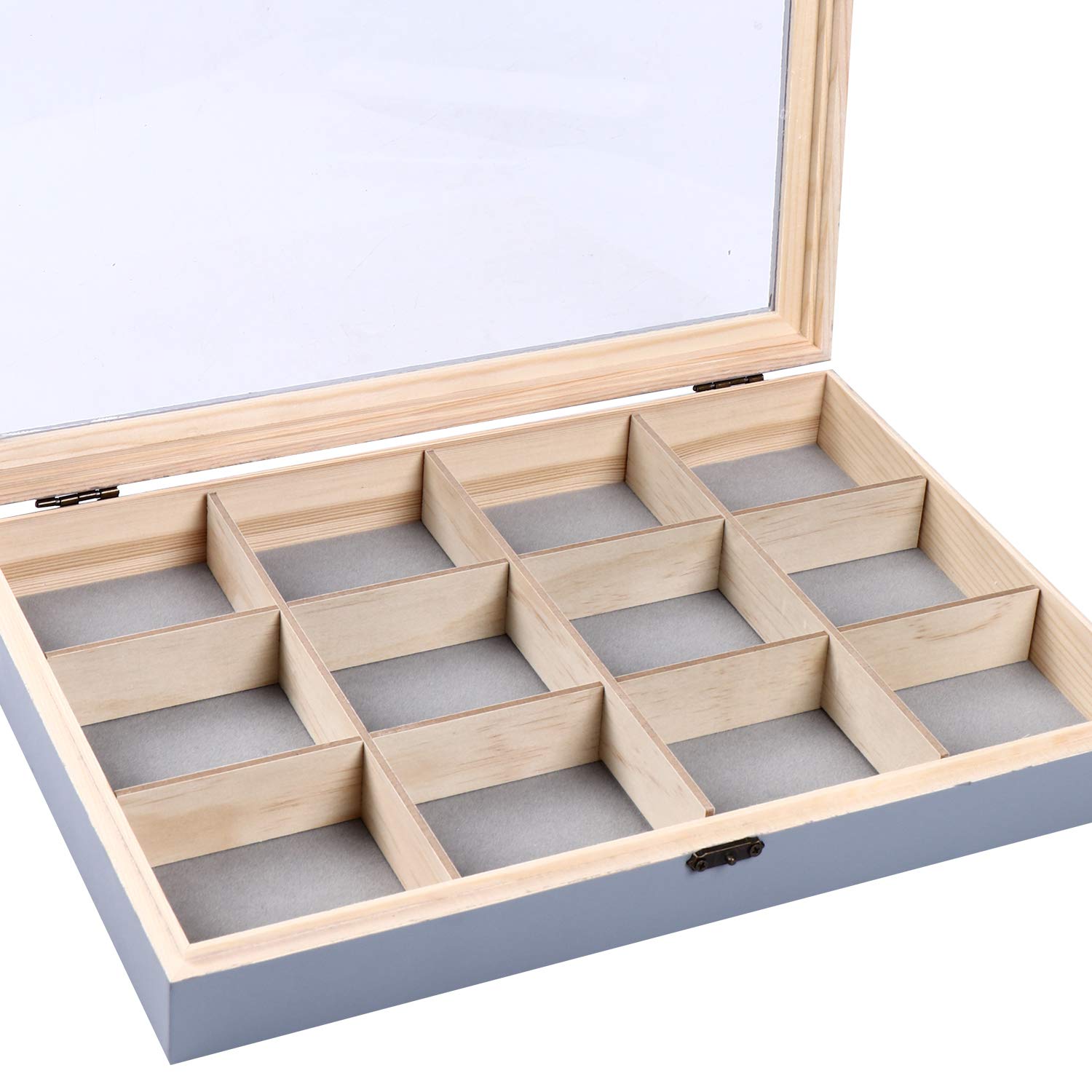 Jewelry Trays Y&ME Wooden Jewelry Tray with Lid 13.8 x 9.5 x 2 inch