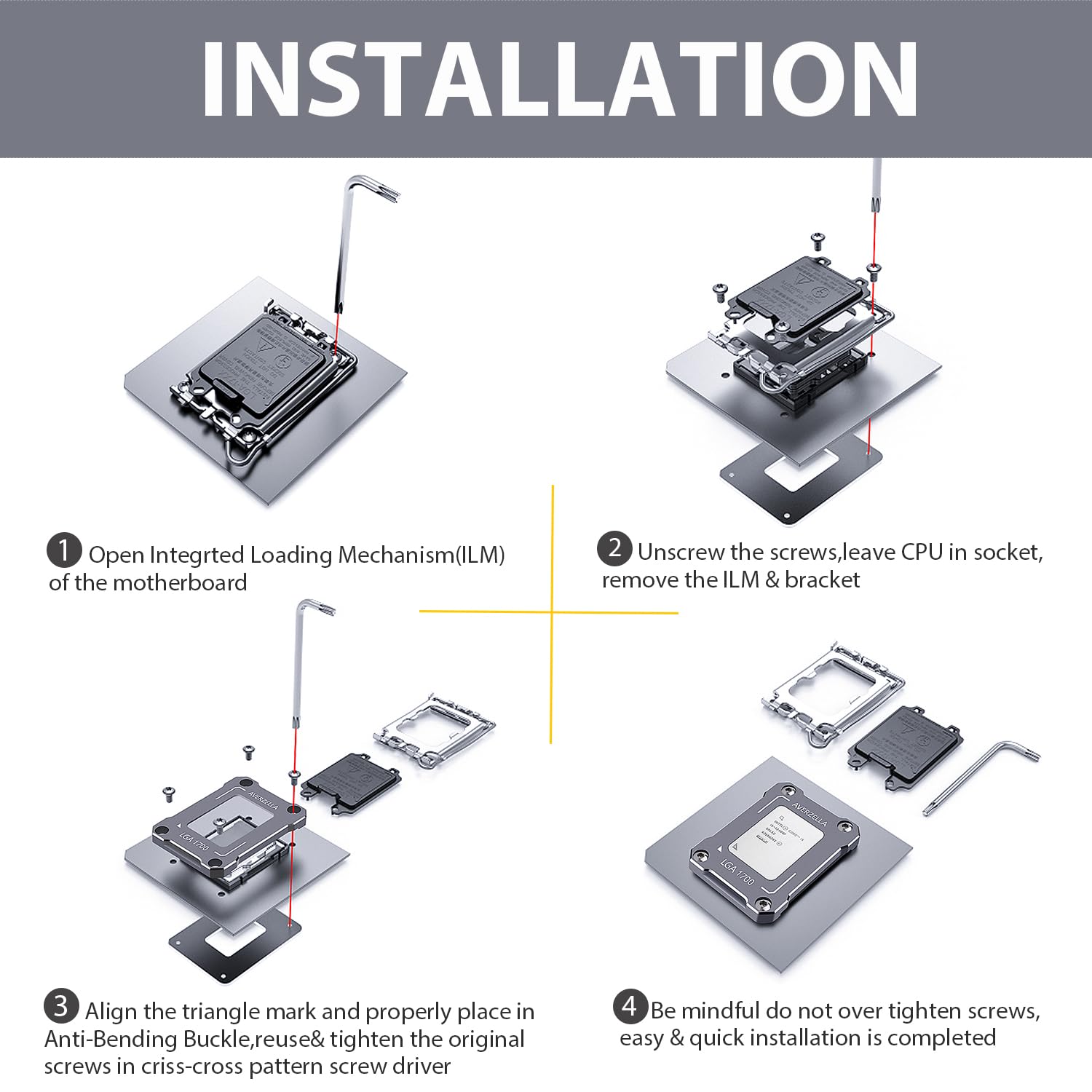Processor Mounting Mua AVERZELLA LGA 1700 Contact Frame, Anti-Bending CPU Mounting Bracket ...