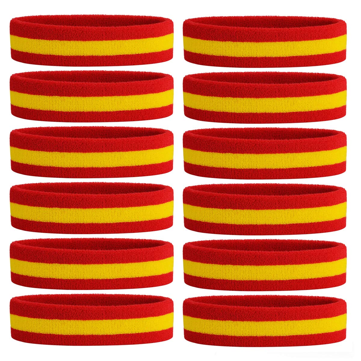 ONUPGO Sweatband Headband for Men & Women - 12 PCS Sports Headbands Moisture Wicking Athletic Cotton Terry Cloth Sweatband Sweat Absorbing Head Band — image 1