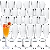 24 Pcs Champagne Flutes 5.4OZ Clear Plastic Champagne Glasses Wine Glasses Plastic Goblets for Parties Mimosa Bar Glasses Stemmed Drinking Cups for Wedding Celebration Christmas Birthday Bride (Clear)