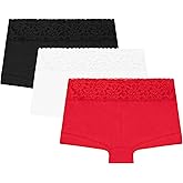 Maidenform Women's Underwear Boy Shorts Pack, 3-Pack, Stretch Cotton Underwear Women Pack, Comfy Boy short Panties for Women