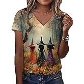 Halloween Witch Party Tshirt for Women Vintage Midsummer Witches Gather Tshirt Funny Witches Short Sleeve Tee Tops