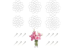 FEUNU Floral Grid for Vase, Reuseable Flower Arrangement Grid Holder Stainless Steel Flower Frog for Floral Stems Bouquets Plant Fixation (3Pcs Grid and 6Pcs Clips for Grid)