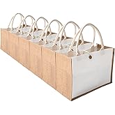 Jute tote bags with handles MEIANJUN Set of 6 Burlap Tote Bags Button Travel with Handle Grocery Bag Bridesmaid Bags Tote Bag for Beach wedding Shopping travel Arts and Crafts DIY 14.5*10.7*6.5[6pcs]