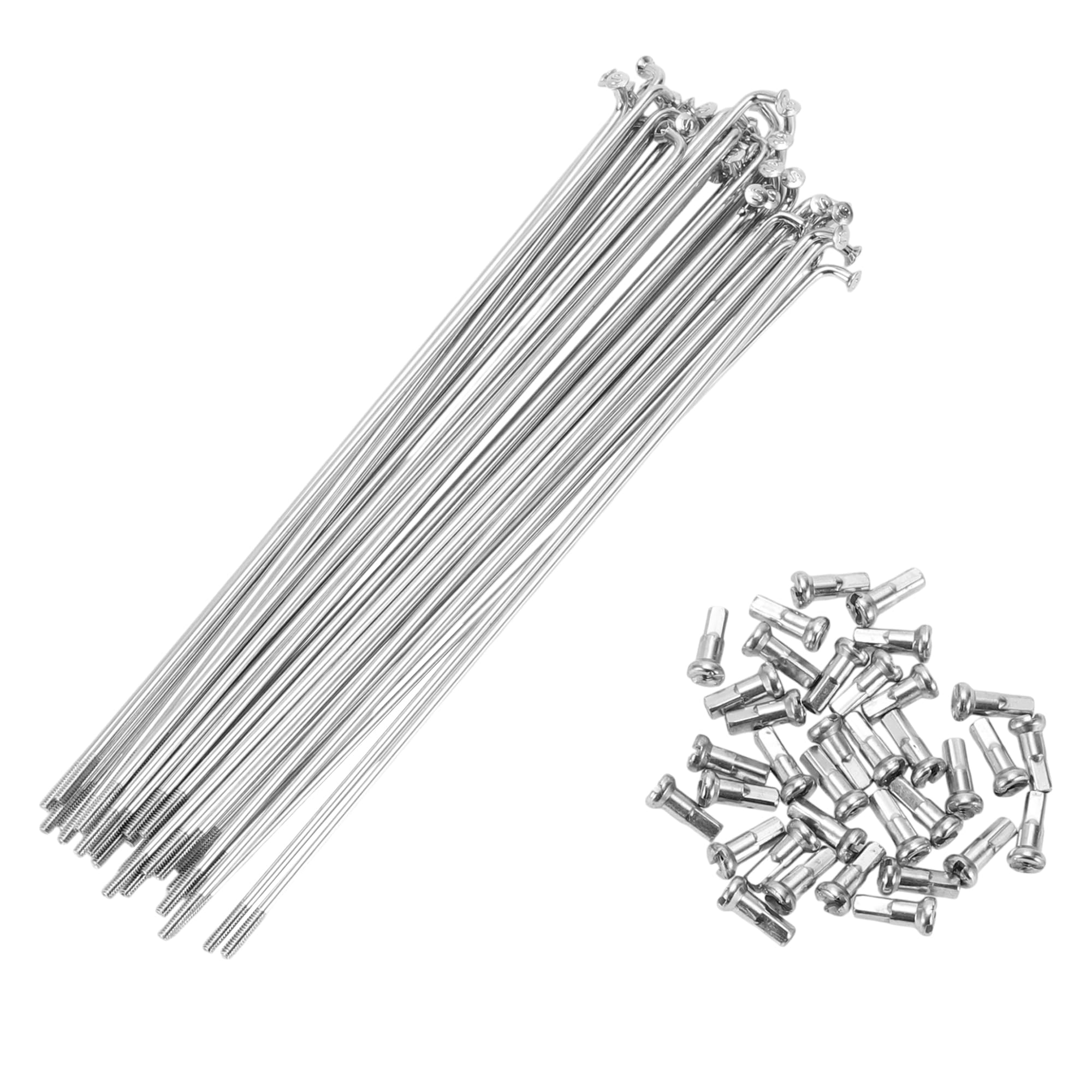 A ABSOPRO Bike Bicycle Spokes 14G 160MM Mountain Bike Spokes Carbon Steel Silver Tone 36Pcs