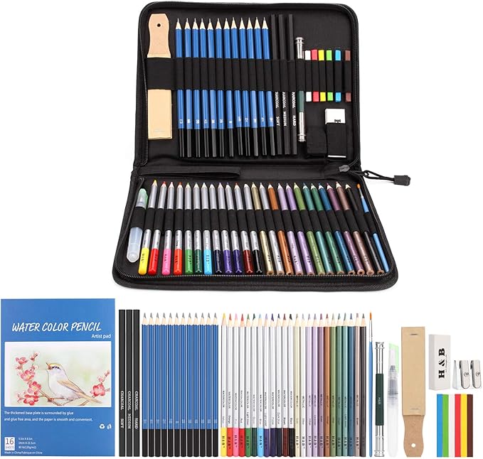 AGPTEK Farbstift-Set, 53 Buntstifte, Zeichenstift, Aquarellstift