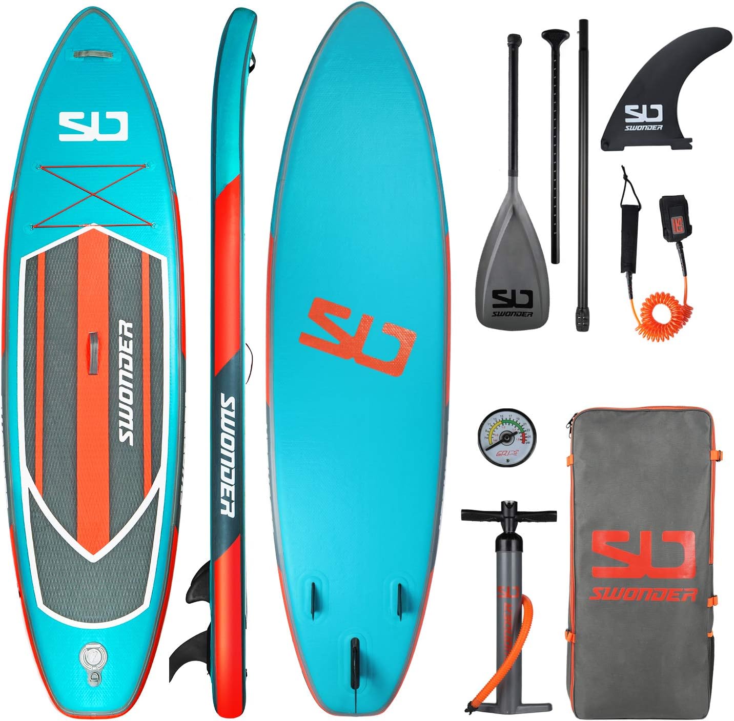 Swonder Premium Inflatable Stand Up Paddle Board, Ultra Durable & Steady, 11'6" or 10'6" Long 32‘’ Wide 6'' Thick, Full SUP Pack with Adjustable Paddle, Backpack, Leash, and Pump for Youth & Adult
