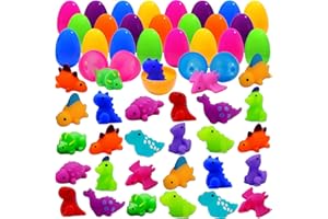 GOVETOM 24 Pack Easter Egg Fillers Dinosaur Mochi Squishies Toys, Easter Eggs Hunts Filling Easter Basket Stuffers Squeeze Stress Relief Toys for Kids Toddler Teens Boys Girls