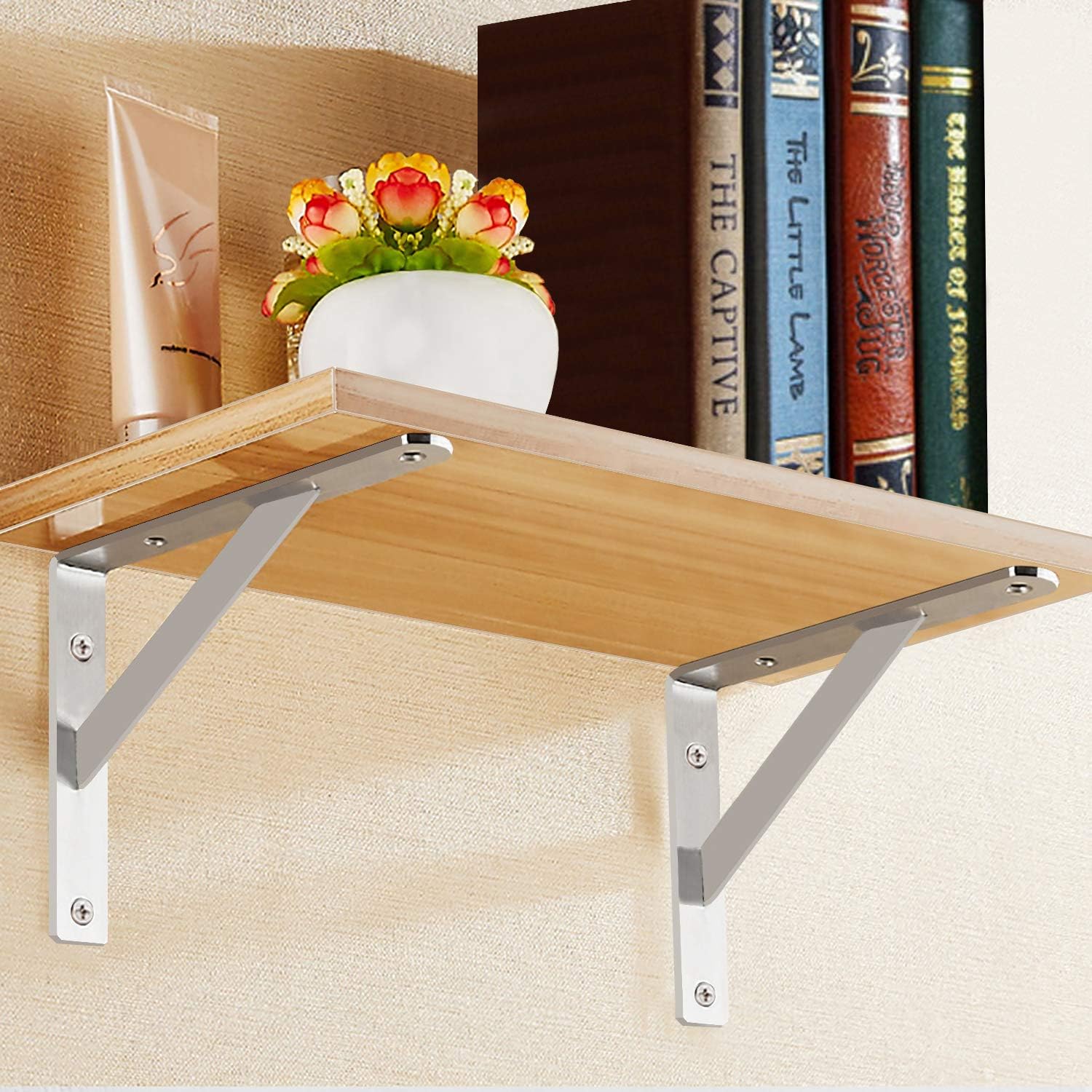 DOKU 12" Shelf Bracket, Max Load 400 lb Heavy Duty Stainless Steel Right Angle Bracket, Wall Mounted Support L Brackets for Table Bench, Pack of 2…: Home Improvement