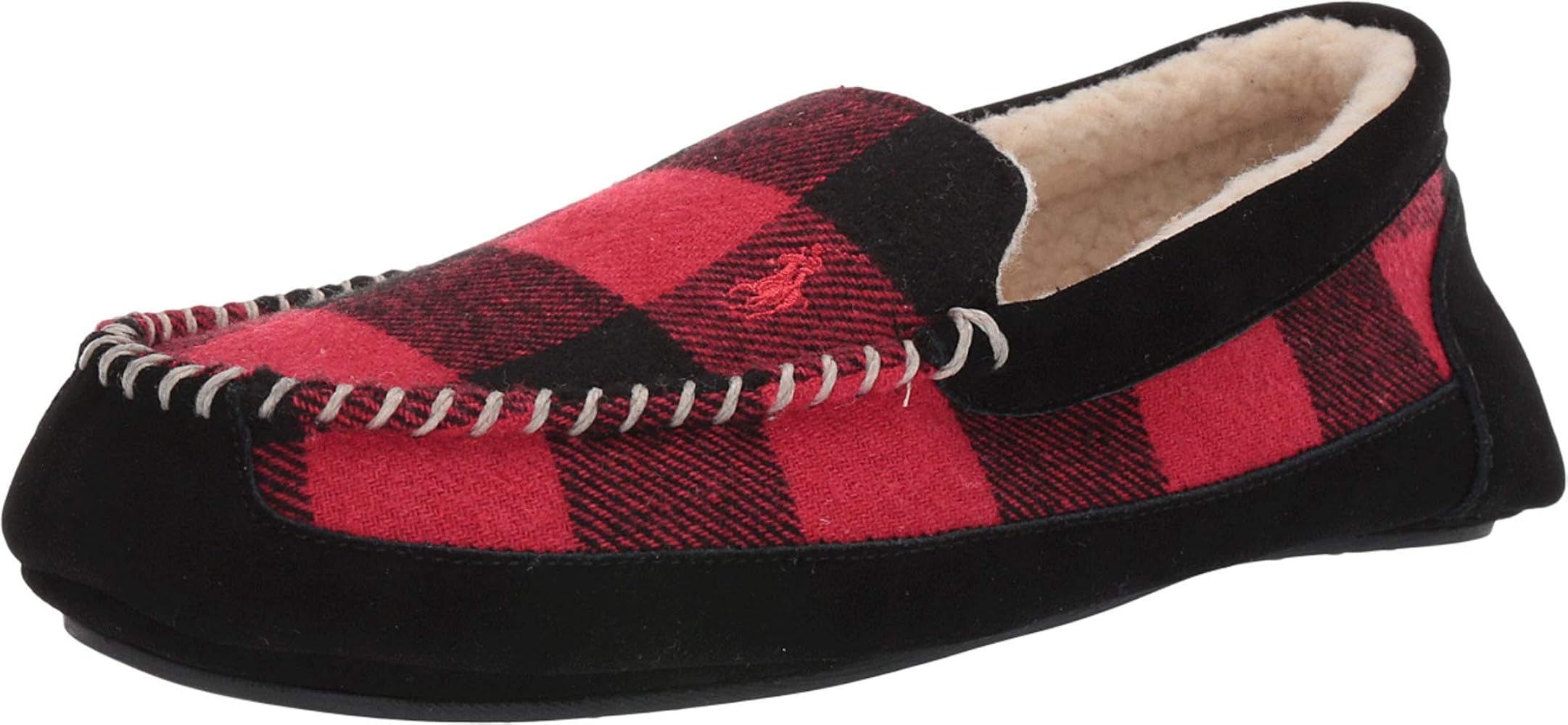 red and black plaid slippers