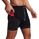 OEBLD Men’s Running Shorts 3 Inch Workout Gym 2-in-1 Pants Athletic Compression Tights