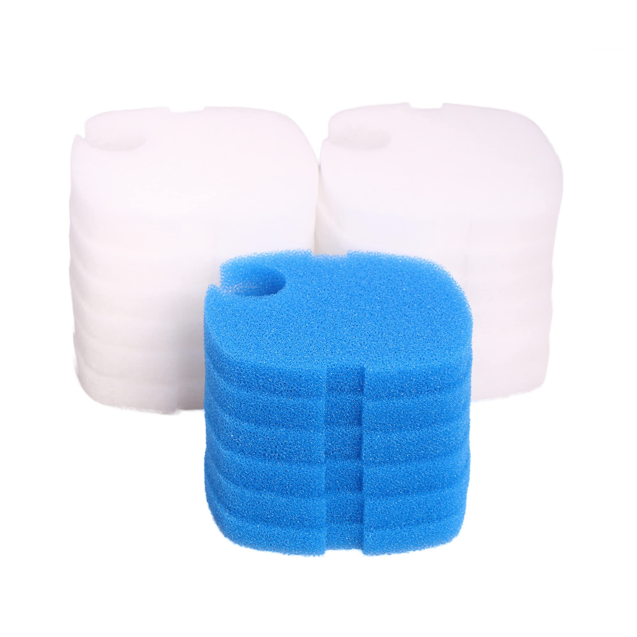 INGVIEE Compatible Filter Foam Pads Set Fit for All Pond Solutions 1000EF+ (12x White Floss, 6x Blue Coarse)