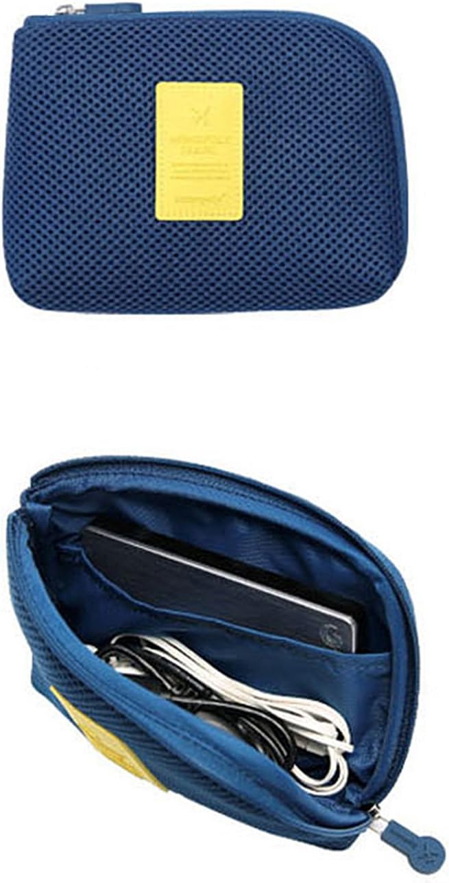 Homeday 2Pcs Portable Soft Drive Case, Electronics Accessories Case, Travel Cable Organizer, USB Pouch, Organizer Storage Mini Bag, U disk Flash Drive SD Card Battery Headphone Cable Charger, Blue