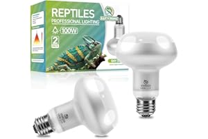 REPTI HOME Intense Reptile Heat Lamp Bulbs -2 Pack 100W, Intense Reptiles & Amphibians UVA Basking Spot Lamp Bulb,Simulate Natural Sunlight Reptile Daylight Heat Bulb for Bearded Dragon, Snake
