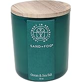 Sand + Fog Scented Candle - Vertical Ocean & Sea Salt – Additional Scents and Sizes – 100% Cotton Lead-Free Wick - Luxury Air Freshening Jar Candles - Perfect Home Decor – 10oz