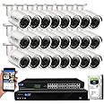 GW Security 32 Channel 4K NVR 5MP POE Audio & Video Security Camera System - 32 x 5MP 1920P Weatherproof Bullet Cameras,Built in Microphone, Quick QR Code Easy Setup, Pre-Installed 8TB Hard Drive