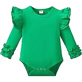 Sanpersonlin Baby Girl Solid Color Romper Infant Ruffle Sleeve Bodysuit One Piece Outfit Toddler Jumpsuit clothes