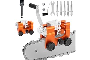 LOMGDOVC Chainsaw Sharpener Jig,Portable Chain Saw Sharpener Tool with 5 Sharpening Heads, Fits 4”-22”Chain Saws
