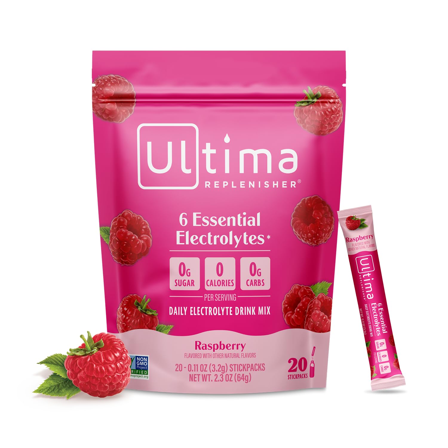 Ultima Replenisher Raspberry Electrolyte Packets, 20 Stickpacks